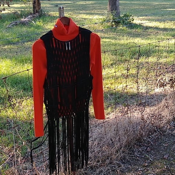 Festival black long Vest Cardigan size small - Picture 5 of 5